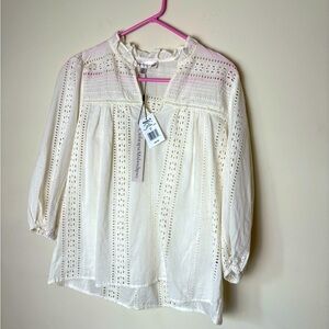NWT Catherine Malandrino Cream Lace Blouse